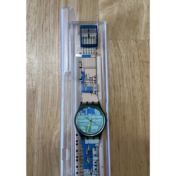 NEW Swatch Watch METROSCAPE‎ with Case & Watch Face Cover 1990 Vintage - Picture 5 of 13
